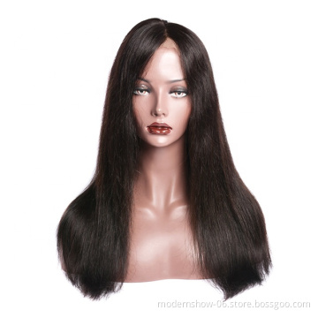 Most popular swiss Lace frontal closure wig soft straight brazilian human hair